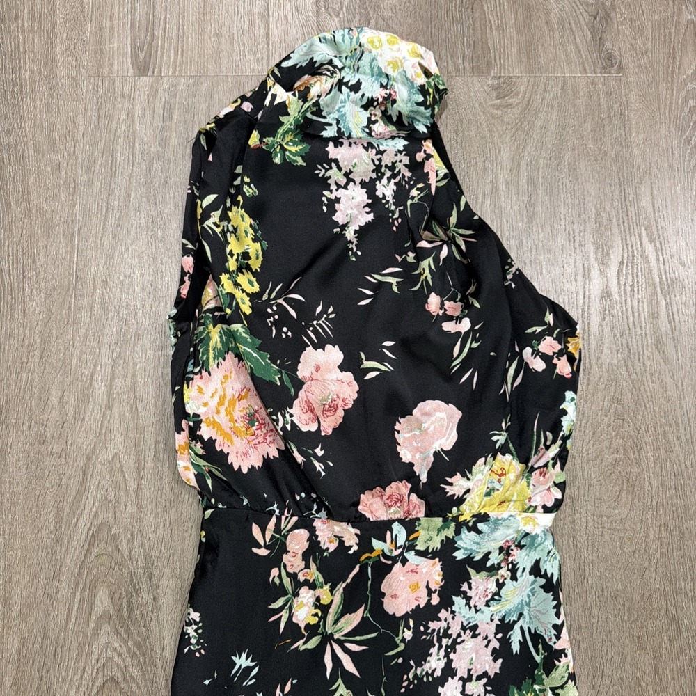 Petal & Pup Anabelle Halter Neck Midi Dress Size X-Small Black Floral - Picture 2 of 12